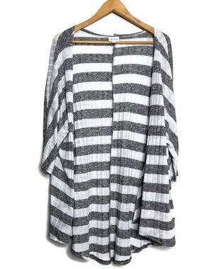 LuLaRoe Striped Open-Front Cardigan - Black & White Women’s Medium